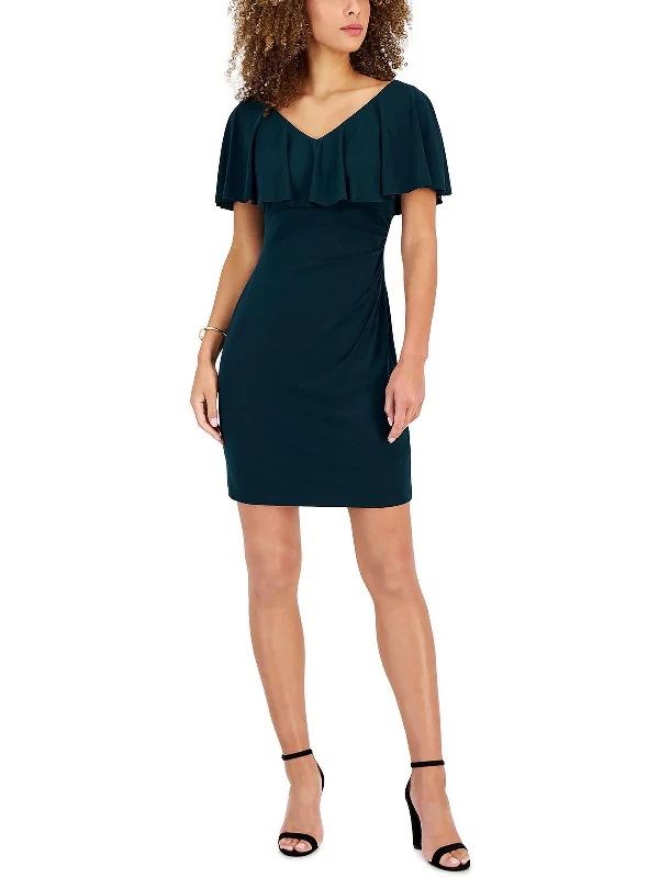 Modern Casual Clothing Petites Womens Popover Mini Sheath Dress