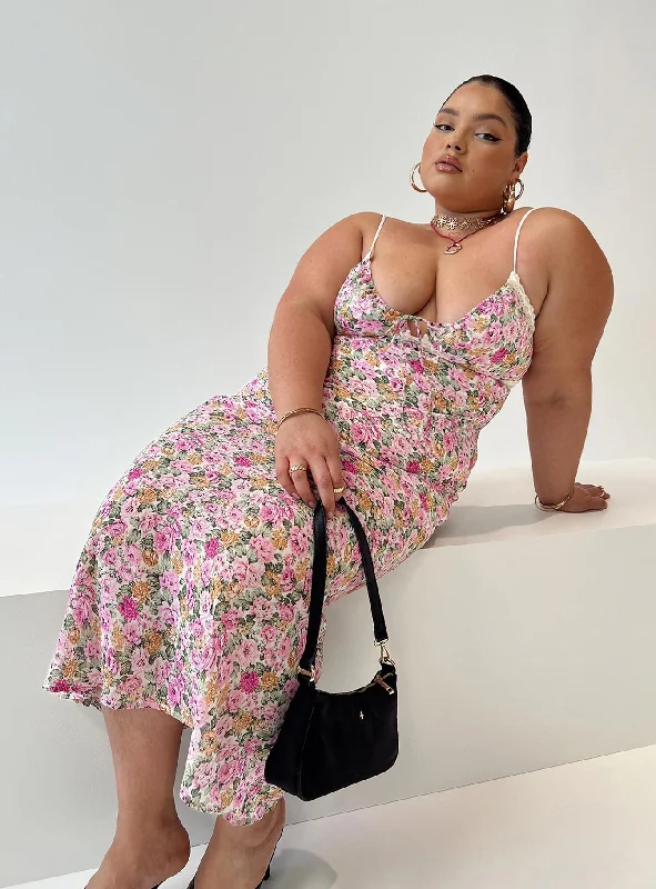 Casual Chic Emily Maxi Dress Pink Floral Curve