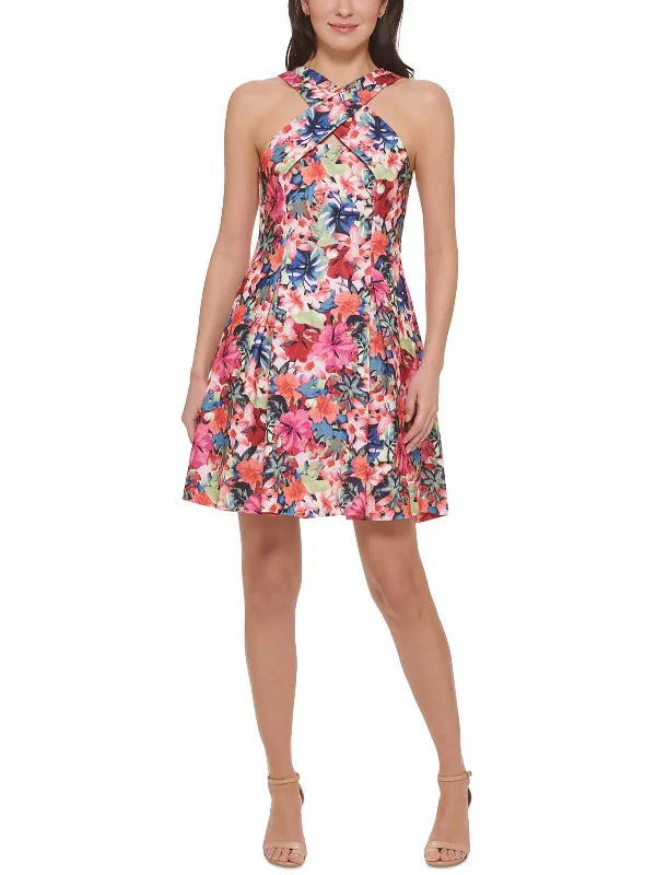 Clothing Brands Petites Womens Scuba Fit & Flare Dress