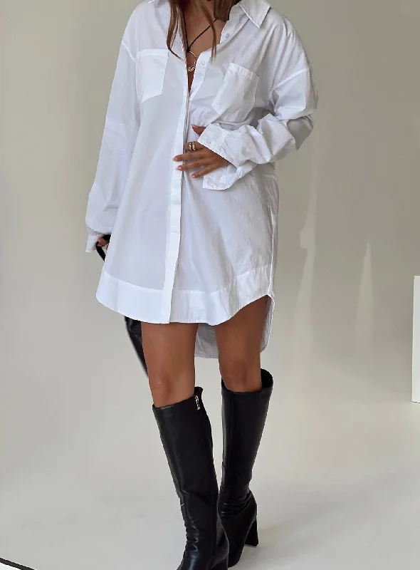 Women's Holiday Outfit Koumi Mini Shirt Dress White