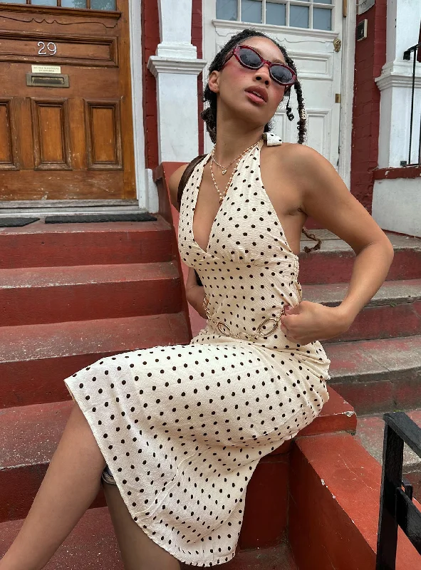 Women's Travel Garments Kimbelle Halter Maxi Dress Cream / Polka Dot