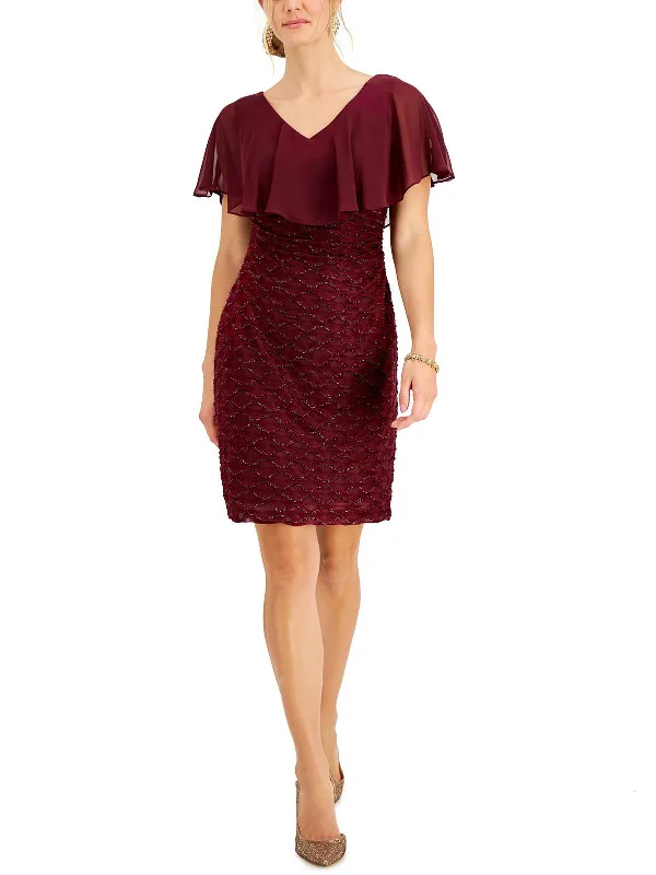 Effortless Chic for Women Womens Eyelash Knee-Length Sheath Dress
