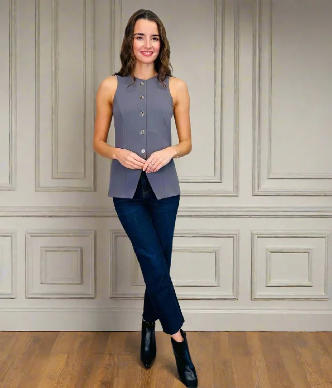 Women's Clothes For Work Clearance Event Grey Tailored Longline Waistcoat