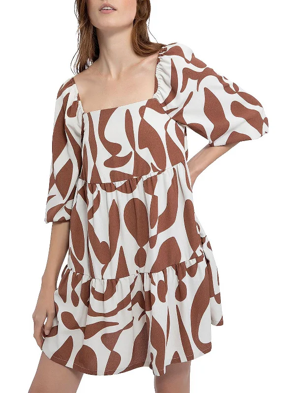 Flash Discount Womens Stretch Tiered Babydoll Dress