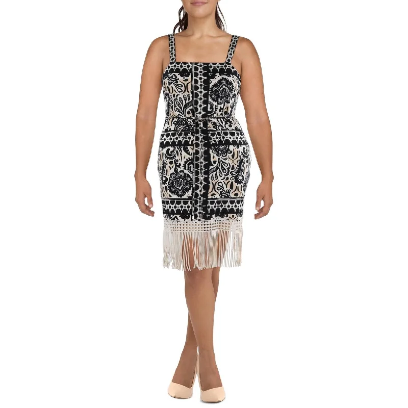 Clothing Brands Womens Fringe Knee-Length Sheath Dress