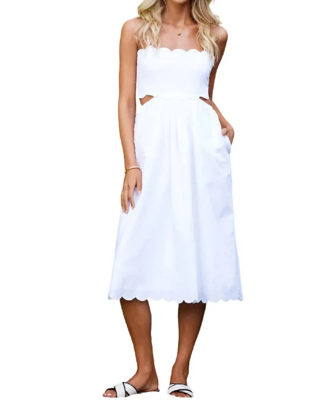Women's Clothing Sets Scalloped Cutout Dress In Shell