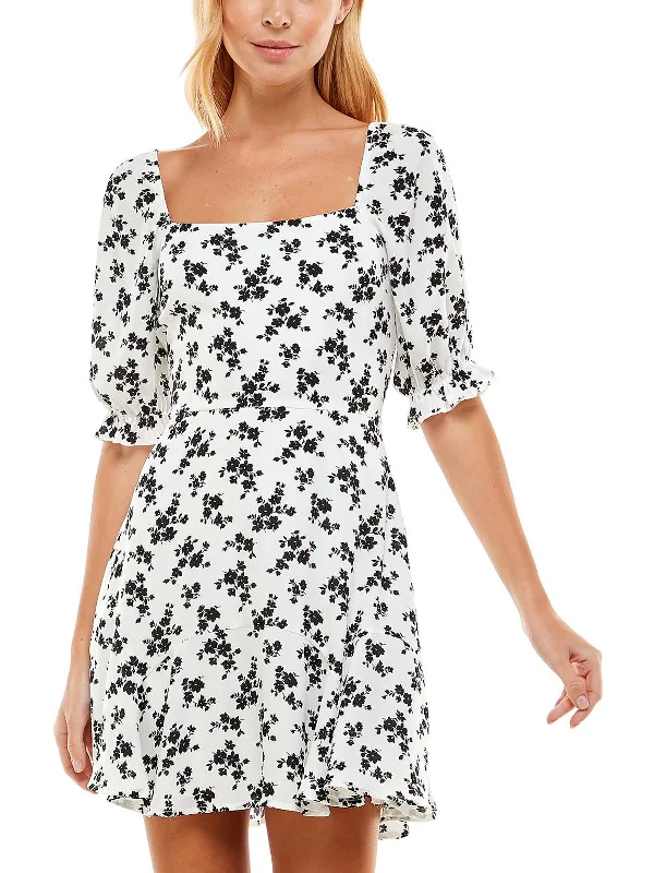 Sporty Streetwear Juniors Womens Ruffled Mini Fit & Flare Dress