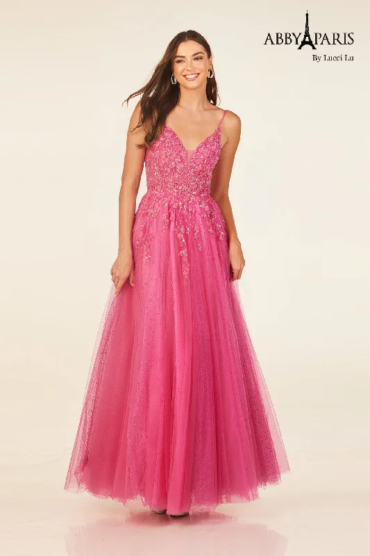 Classic Chic Deals Applique Sleeveless A-line Gown by Abby Paris 90319 Minimalist Chic
