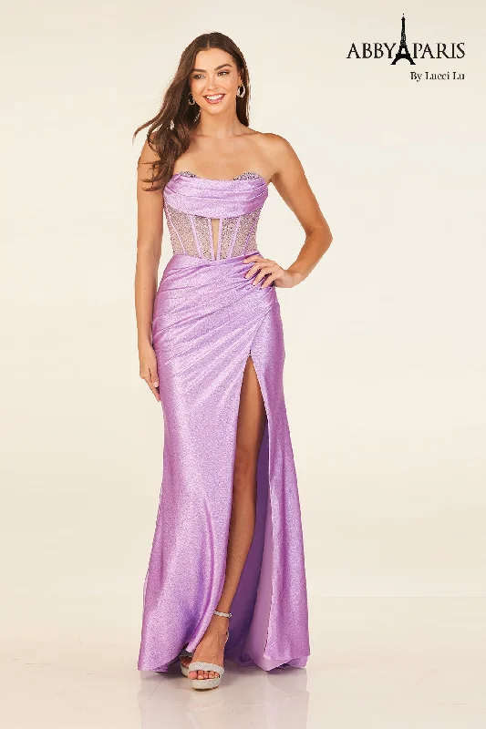 Refined Fashion Sale Beaded Strapless Slit Gown by Abby Paris 90311 Modern Romance