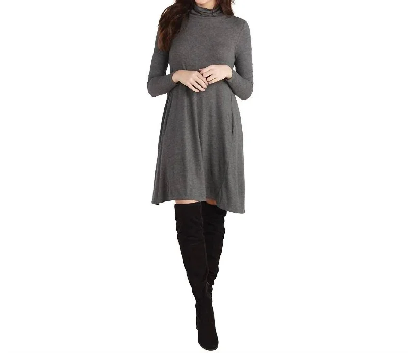Fashionable Women's Clothes Topher Turtleneck Jersey Dress In Grey