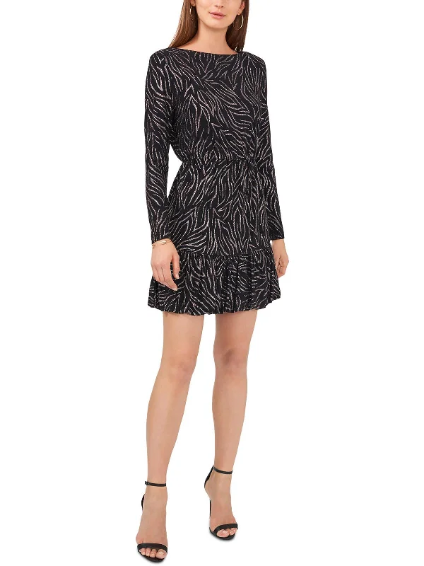 Women's Comfortable Garments Womens Knit Glitter Fit & Flare Dress