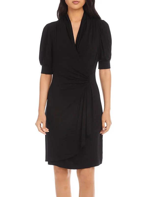 Women's Formal Clothes Womens Faux Wrap Ruched Sheath Dress