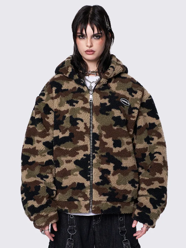 Charming Women's Holiday Apparel Mid - Week Surprise Camo Borg Jacket