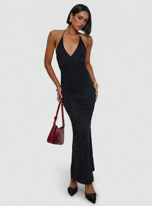 Flash Sales This Week Beautie Halter Maxi Dress Black