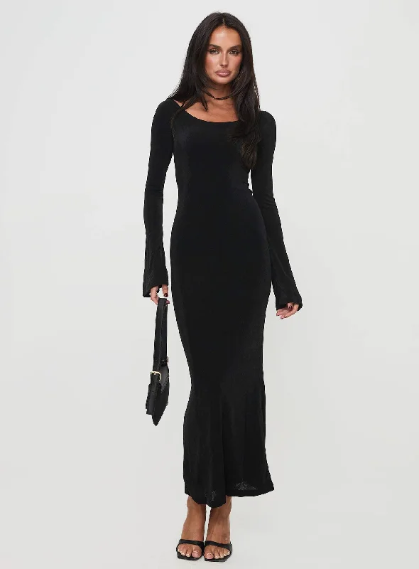 Seasonal Sale Janice Long Sleeve Maxi Dress Black
