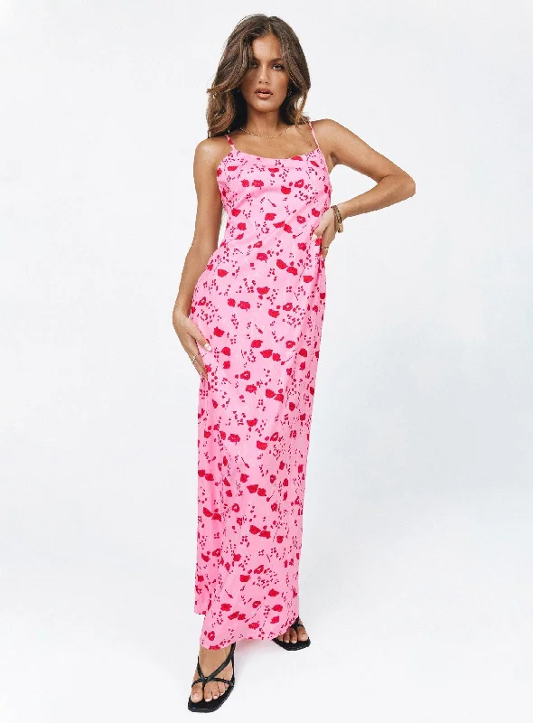 Women's Outdoor Activity Garments Cherry Dream Maxi Dress Pink