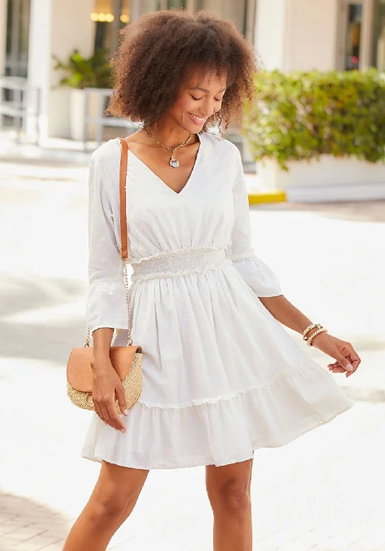 Trendy Women's Apparel for All Seasons LASCANA Women's Eyelet Detail V-Neck Dress