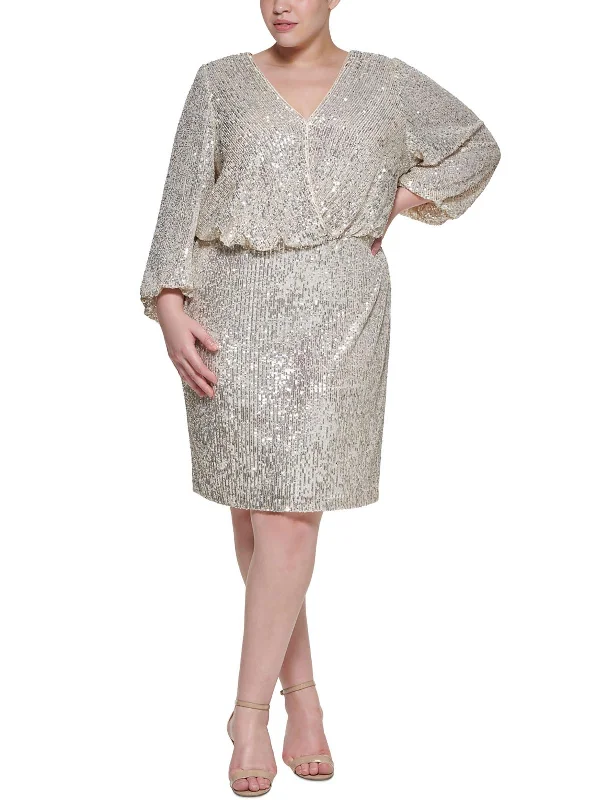 Unique Women's Fashion Pieces Plus Womens Sequined Polyester Sheath Dress