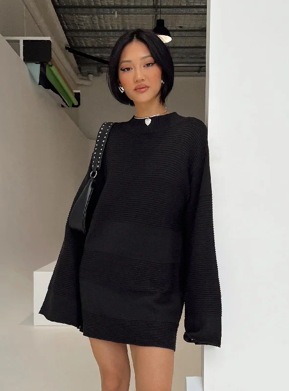 Casual Outfit For Women Cheyenne Knit Jumper Dress Black