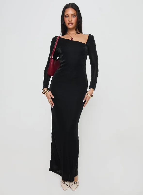 Women's High-End Clothing Sedani Long Sleeve Maxi Dress Black