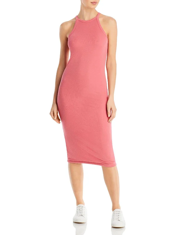Vintage Women's Fashion Womens Ribbed Stretch Halter Dress
