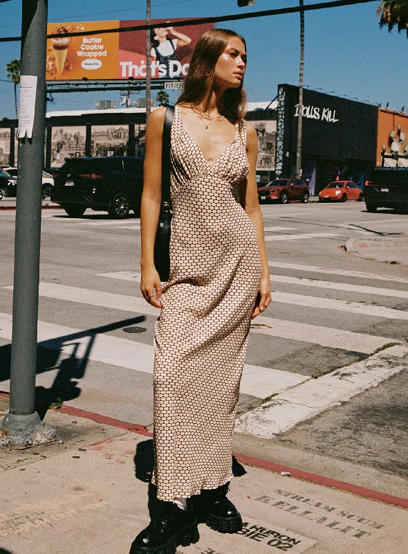Women's Trendy Casual Outfit Maysa Geo Maxi Dress Beige