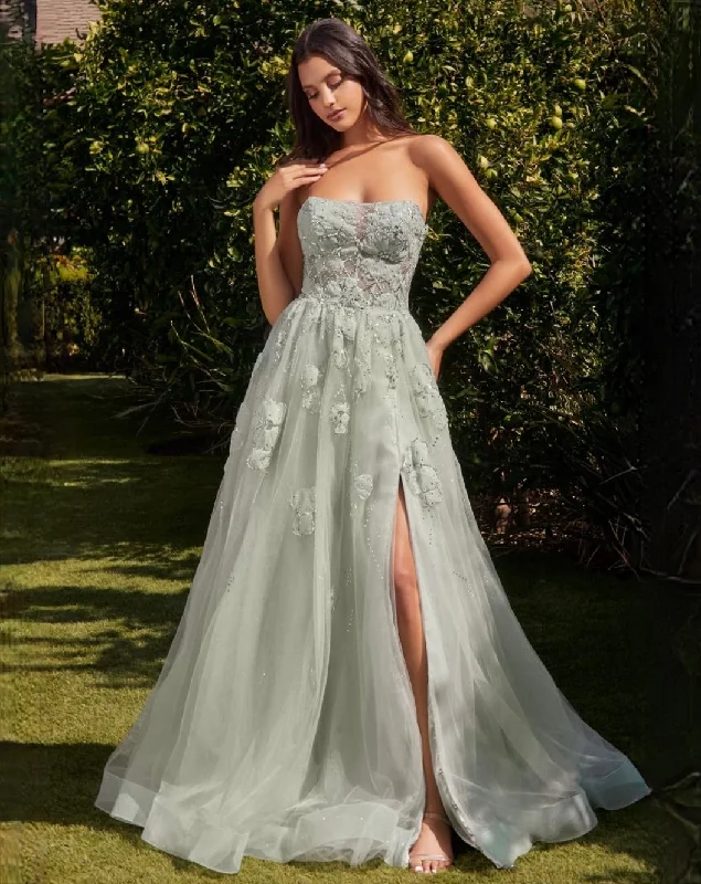 Trend Forward Threads Desiree Strapless Beaded Gown - Sage Classic Appeal