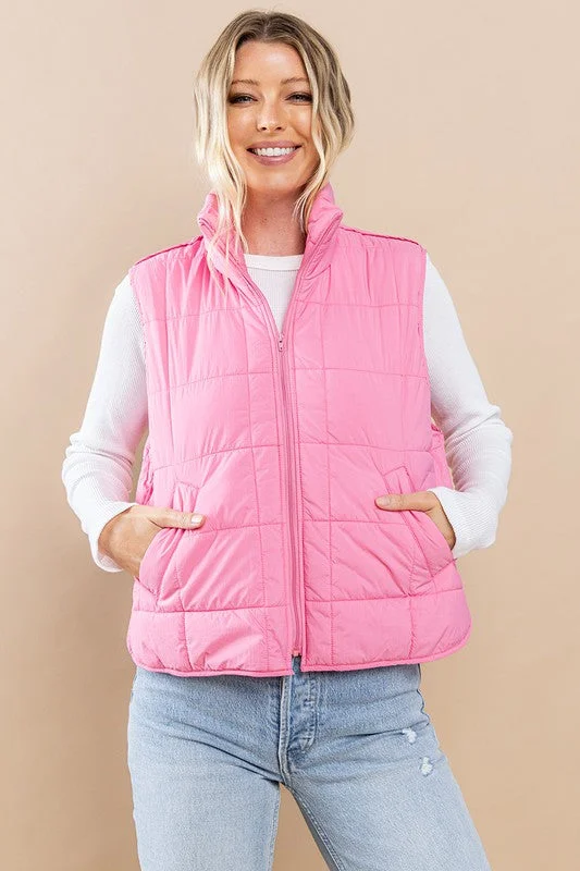 Women's Trendy Clothes Special Occasion Wear Making Memories Pink Puffer Vest