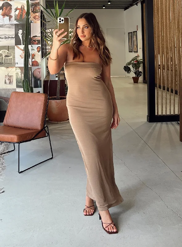 Comfortable Lounge Clothing Ashington Maxi Dress Brown