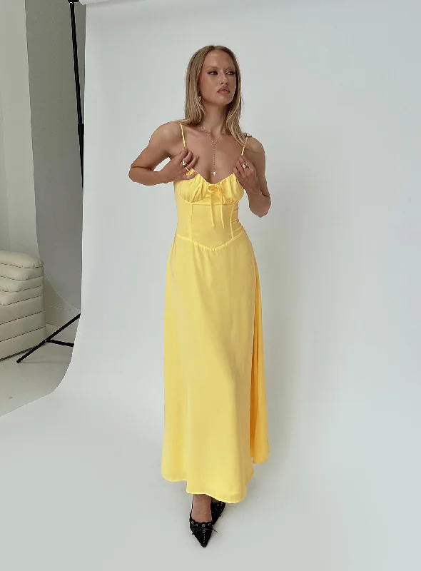 Women's Online Clothing Boutique Eleanora Maxi Dress Lemon Yellow