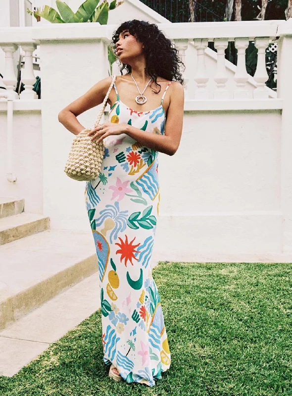Best Boutiques Online Luncheon Maxi Dress Blue Multi