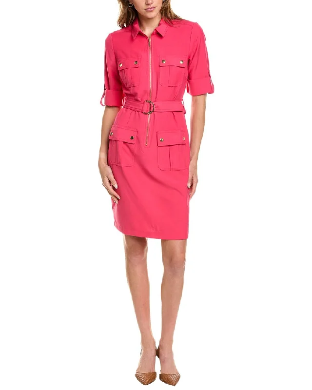 Graceful Fashion Sharagano Front Zip Sheath Dress