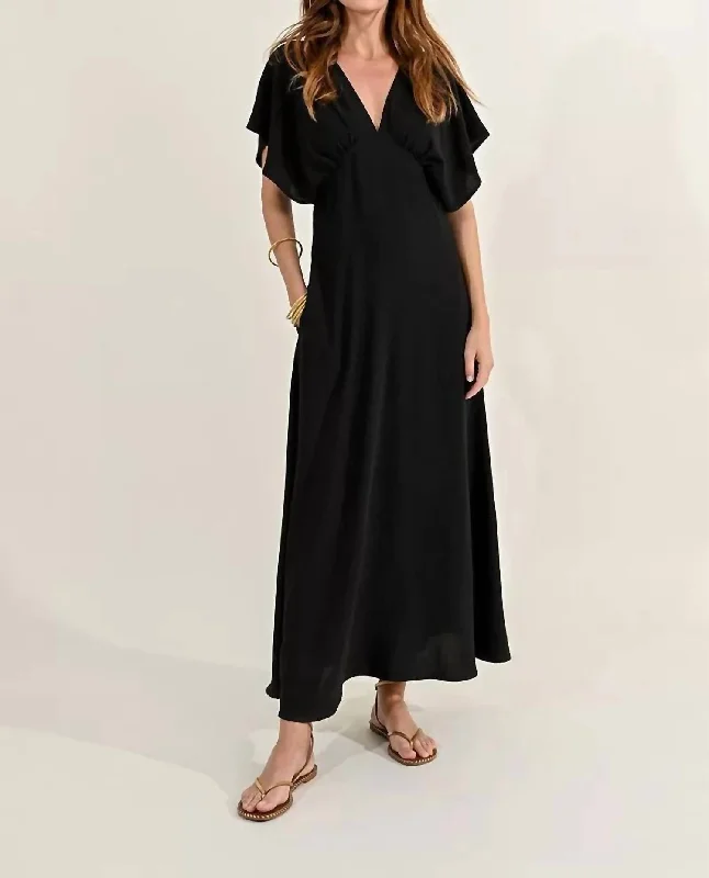 Fashionable Dresses for Women Cap Shoulder Dress In Black