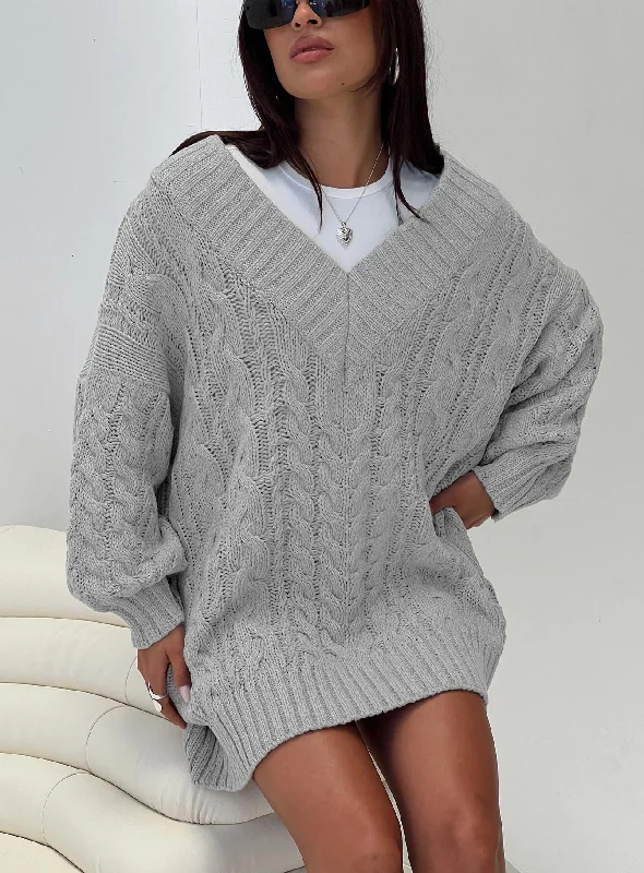 Women's Clothing For Outdoor Activities Dravi Mini Sweater Dress Grey Marle