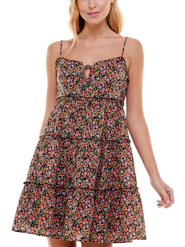 Women's Professional Clothes Juniors Womens Tiered Mini Babydoll Dress
