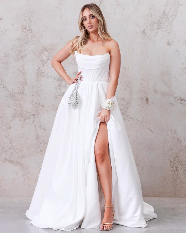 Feminine Style Promotions Antonella Strapless Corset Gown - Off White Classic Charm