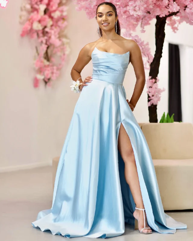 Bold Style Discounts Paola Strapless Gown - Light Blue Polished Finish