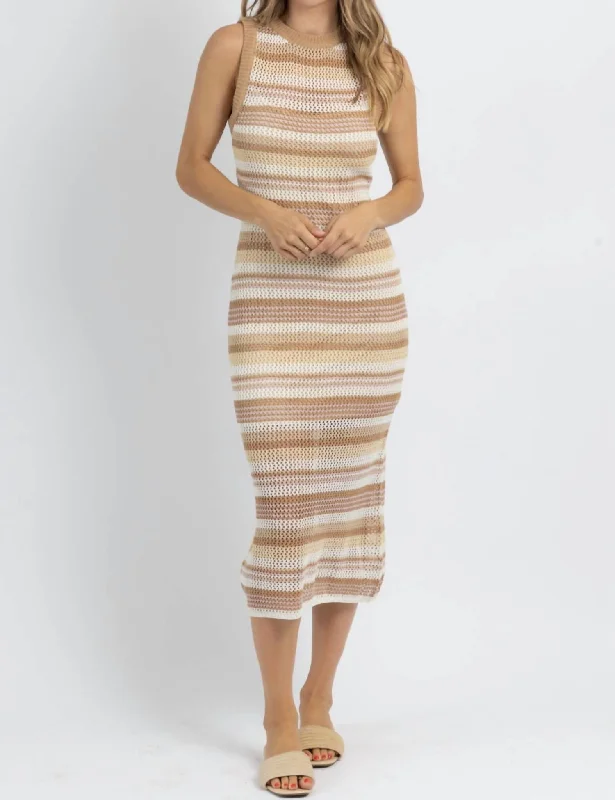 Women's Formal Event Clothing Pina Colada Crochet Dress In Taupe