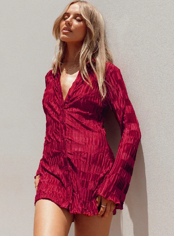 Women's Active Outfit For Fitness Lila Shirt Dress Burgundy