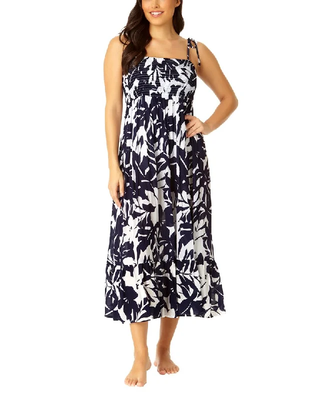 Outfits For Women Anne Cole Smocked Shoulder Tie Dress