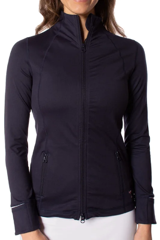 Comfortable Women's Clothes Elegant Style Navy/White Double-Zip Sport Jacket