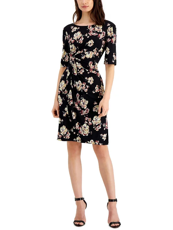 Affordable Women's Clothing Online Petites Womens Draped Polyester Sheath Dress