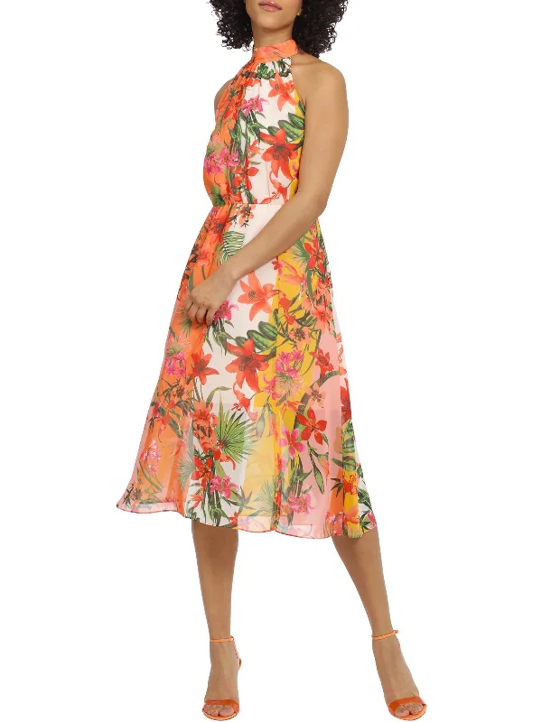 Business Casual Outfits Womens Colorblock Long Fit & Flare Dress