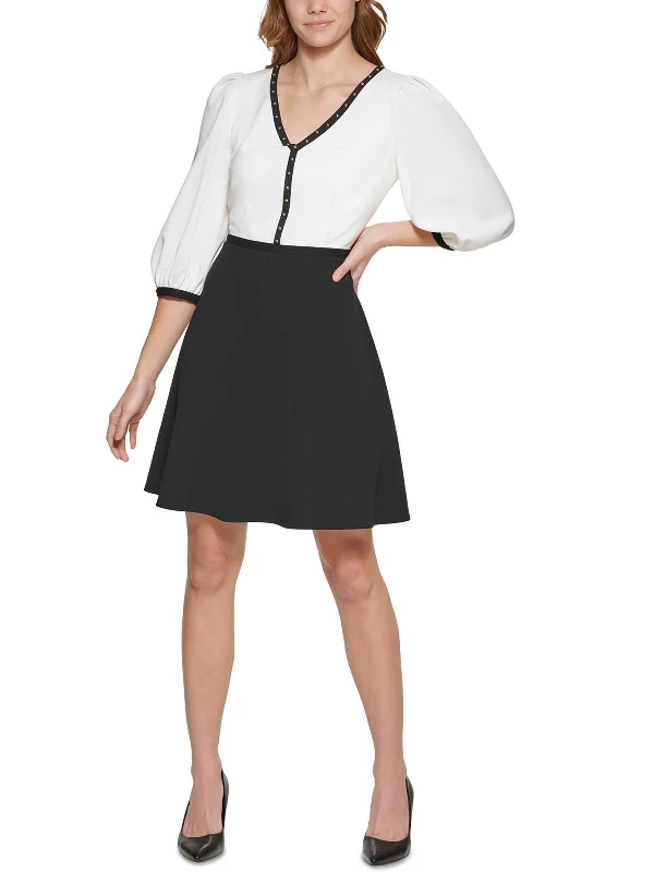 Casual Chic Clothing Womens Studded Mini Wear To Work Dress