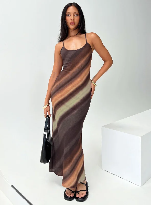 Women's Clothing Sale Otillie Maxi Dress Brown Multi Petite