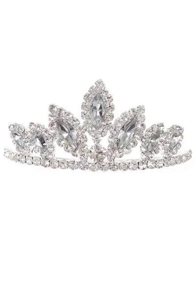 Flash Sale, Don'T Miss Girls Silver Stone Mini Silver Tiara with Comb Mid - Season Sale
