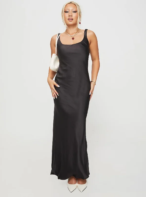 Athleisure Wear Penelopy Bias Cut Maxi Dress Black