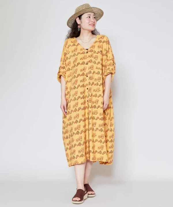 Women's Party Clothes Block Pirnt V Neck Shirt Dress