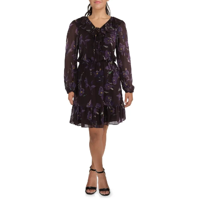 Flash Sales This Week Womens Lace Up Ruffled Sheath Dress