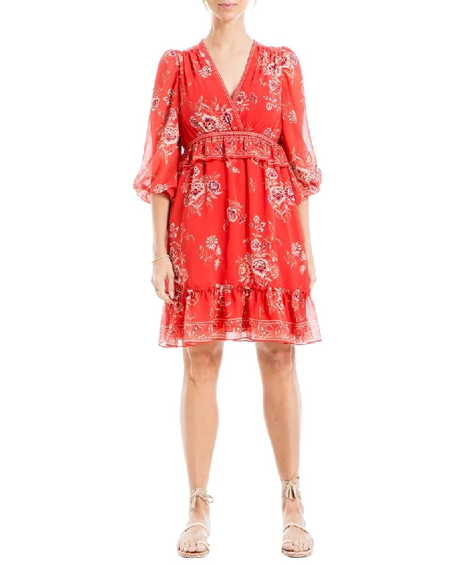 Stylish Savings Max Studio Georgette V-Neck Short Dress
